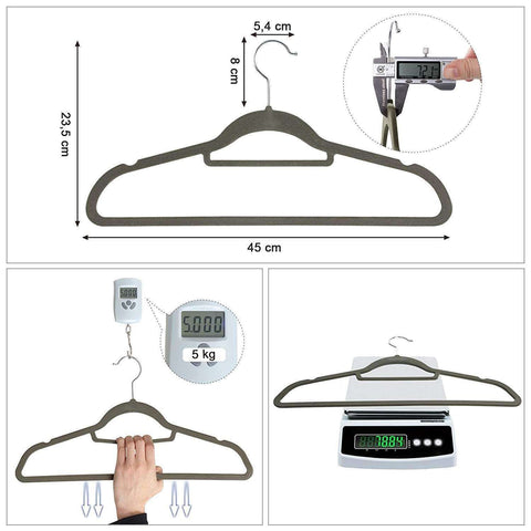 Rootz Kleiderbügel – 100 Stück – rutschfest – drehbarer Metallhaken – Grau