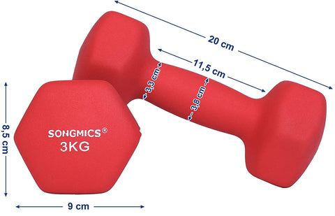 Rootz Hanteln – Halterset – Set Van 2 – 2 x 3 kg – Rot – 20 x 9 x 8,5 cm