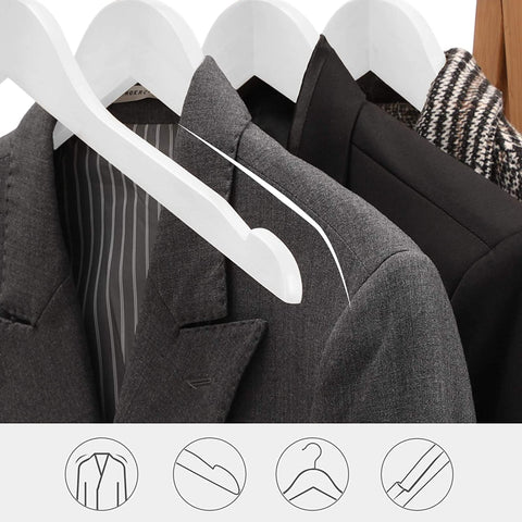 Rootz Kleiderbügel – 20 Stück – Massivholz – rutschfest – drehbarer Haken – Weiß – ?44 x 1,2 x 23,5 cm