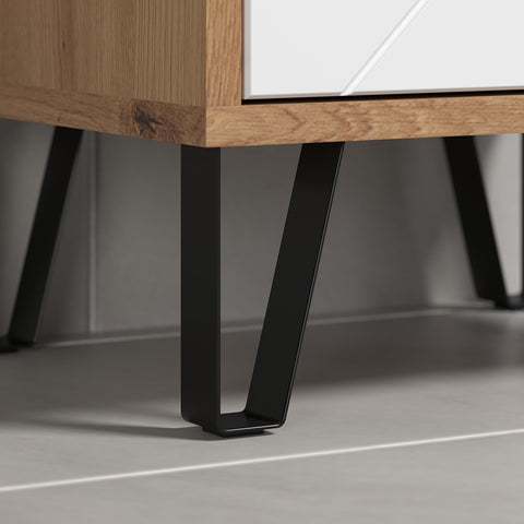 Rootz Badkamerdressoir - Opbergkast - Badorganizer - Scandinavisch Design - Wit Mat met Ambachtelijk Eiken - 36x79x29 cm