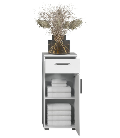Rootz Bathroom Dresser - Storage Cabinet - Vanity Chest - Standing Unit - Organizer - Furniture Piece - White High Gloss - 37x83x31 cm