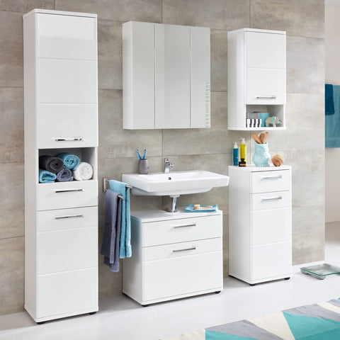 Rootz Bathroom Vanity Unit - Storage Cabinet - Washbasin Stand - Sink Base - Bathroom Organizer - Under-sink Cabinet - Bath Storage - White - 60 x 58 x 38 cm