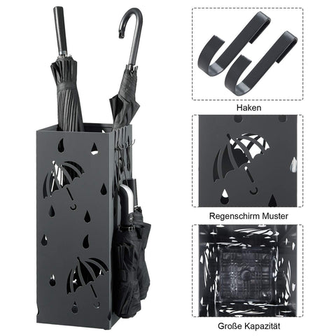 Rootz Umbrella Stand - Brolly Holder - Parasol Organizer - Rain Gear Storage - Canopy Rack - Shade Support - Anthracite - 20x20x49cm