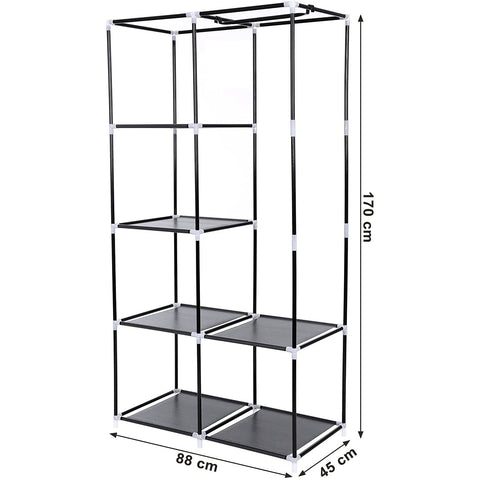 Rootz Wardrobe XL - Wardrobe - Foldable Wardrobe Black