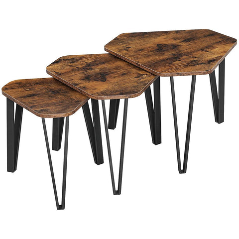 Rootz Side Tables - 3 Pieces - Bedside Tables - Coffee Tables - Metal - Processed Wood - Industrial