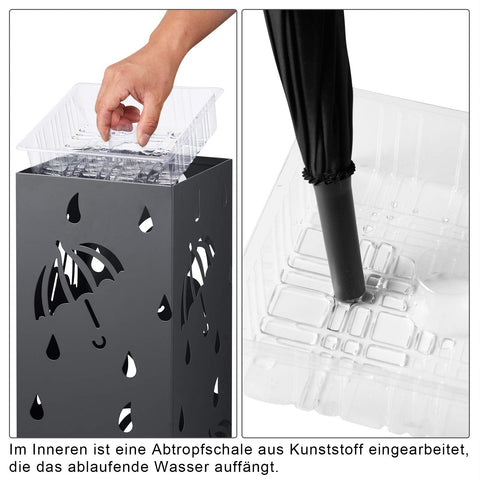 Rootz Umbrella Stand - Brolly Holder - Parasol Organizer - Rain Gear Storage - Canopy Rack - Shade Support - Anthracite - 20x20x49cm