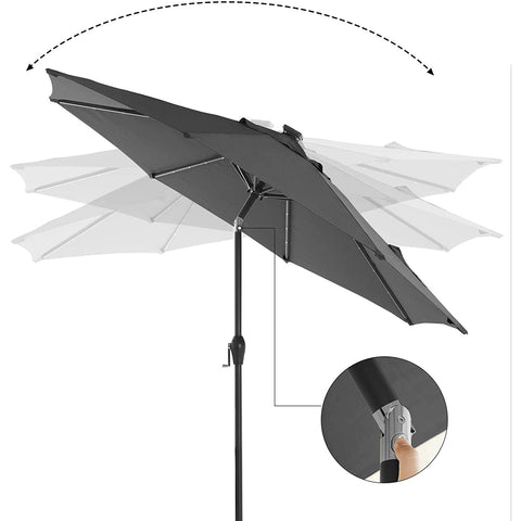 Rootz Parasol - LED Lighting - Solar Energy - Bendable - Crank - Grey/Beige - 270 x 270 x 240 cm