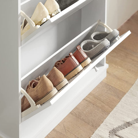 Rootz 2 Drawers Shoe Cabinet - Shoe Rack - Storage Cupboard Organizer - W76 x D18 x H78cm