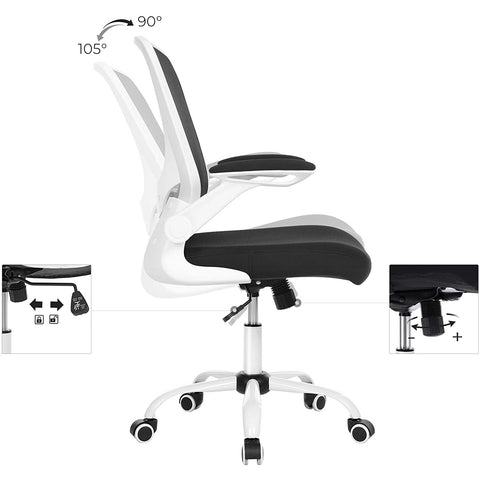 Rootz Bureaustoel - Bureaustoel - Mesh Cover - Ergonomisch - Verstelbare Lendensteun - Wit - Zwart - 66 x 60 x (99-107) cm