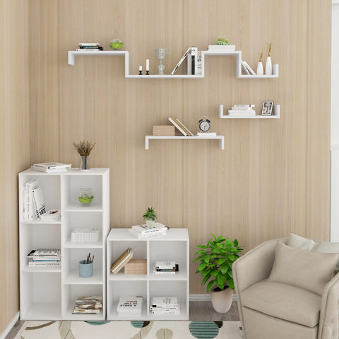 Rootz Wall Shelf - U-shaped Ledge - Floating Bookrack - Display Stand - Storage Holder - Mountable Rack - White - 26.0 x 8.7 x 8.2 inches