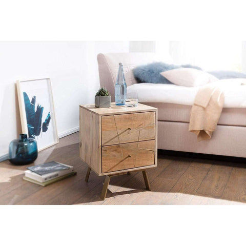 Rootz Bedside table - Bedside tables - Solid Wood - Brown - 40 x 56 x 40 cm