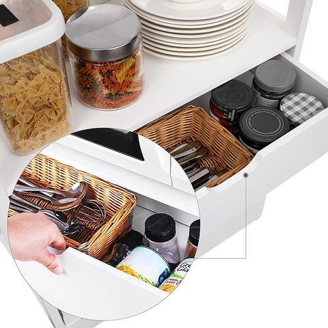 Rootz Aufbewahrungsschrank – Hochschrank – Badezimmerschrank – 3 offene Fächer – 1 Schublade – 2 Türen – Weiß – 60 x 32,5 x 154 cm 