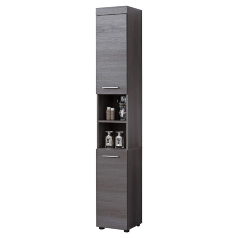 Rootz Bathroom Under Cabinet Runner - Stylish Storage Tower - Elegant Tall Organizer - Smoke Silver Bath Cupboard - 30x190x31cm