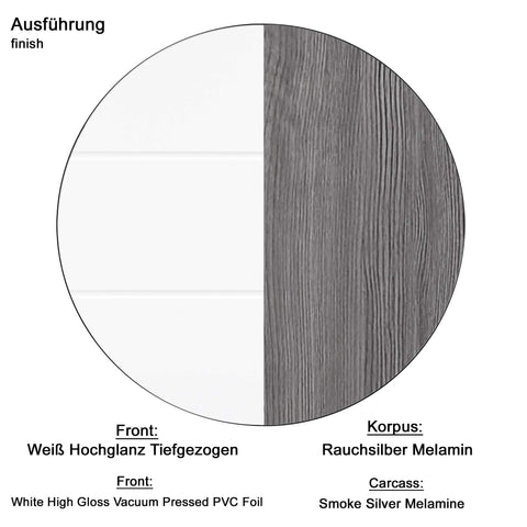 Rootz Tall Cabinet - Bathroom Storage Unit - Tower Shelf - Linen Closet - Utility Cupboard - Vertical Organizer - Standalone Rack - White High Gloss/Smoky Silver - 30 x 182 x 31 cm.