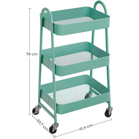 Rootz Kitchen trolley - Kitchen trolley - Serving trolley - 3 Levels - 2 Brakes - Handles - Metal - Black
