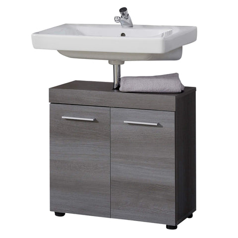 Rootz Badkamer Wastafel Opbergkast - Stijlvolle Vanity Organizer - Chique Badkast - Smoke Silver Elegance - 58x57x31 cm