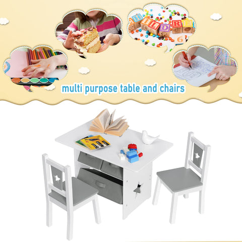 Rootz Children's Seating Group - Kids' Table Set - Youth Furniture Ensemble - Playroom Set - Activity Center - Child-Friendly Design - Gray+White - 72 x 50 x 49 cm