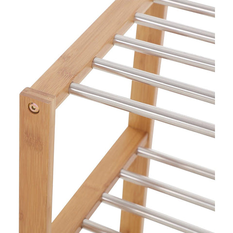 Rootz Schoenenrek - 3 Niveaus - Schoenenopberger - Naturel - Wit - 80 x 50 x 30 cm