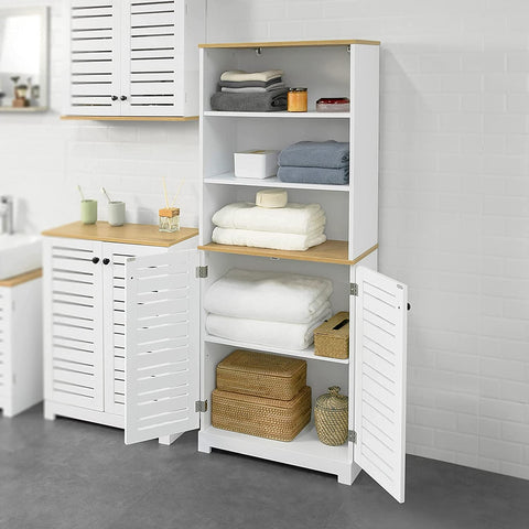 Rootz Badkamer Hoge Kast - Hoge Kast - Opbergkast met 3 Planken en 2 Deurtjes - B60 x D30 x H160cm