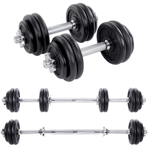 Rootz Dumbbell Set - Adjustable - Connecting Tube - 8 x 2.5 kg - 4 x 1.25 kg - Anti-Slip - Cast Iron