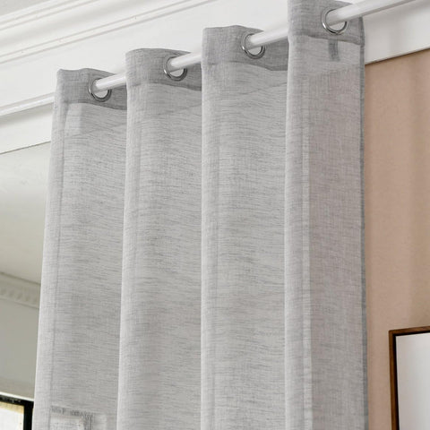 Rootz Transparent Linen-Look Curtain - Drapery - Window Covering - Sheer - Window Treatment - Panel - Shade - Light Gray - 140x245cm