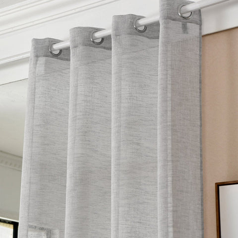 Rootz Transparent Linen-Look Curtain - Drapery - Window Covering - Sheer - Window Treatment - Panel - Shade - Light Gray - 140x245cm