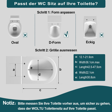 WOLTU WS2543 Klodeckel Wc Sitz Deckel Absenkautomatik, Kunststoff, Fast Fix/Schnellbefestigung, Softclose Scharnier, Antibakteriell