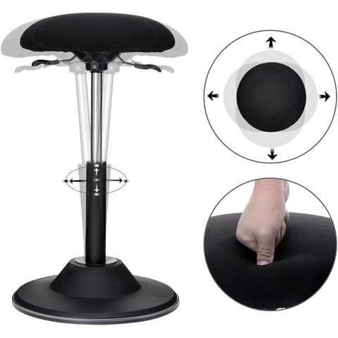 Rootz Stool - Desk Stool - Height Adjustable - Ergonomic - Rotatable - Anti-Slip - Black