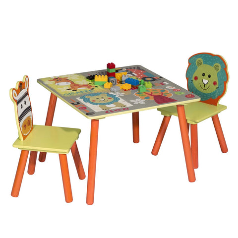 Rootz Kindertafel en -stoelen - Kinderzitset - Speelkamermeubilair - Activiteitentafelset - Peuterbureau - Creatieve ruimte - Meerkleurig - 60x60x44 cm