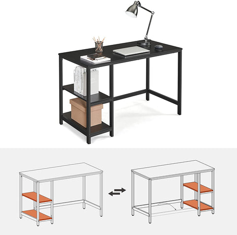 Rootz Desk - Computer Table - Office Table - Storage Space - Industrial - Processed Wood - Steel - Black - 120 x 60 x 75 cm