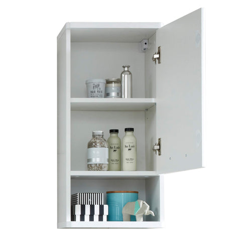 Rootz Bathroom Wall Cabinet - Hanging Storage - Wall Unit - Mounted Shelf - Bath Organizer - Vanity Cupboard - Glossy White - 37x76x28 cm