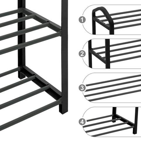 Rootz Shoe Rack - Footwear Stand - Shoe Storage - Shoe Organizer - Shoe Shelf - Shoe Holder - Footwear Display - Black - 79x19.5x45cm
