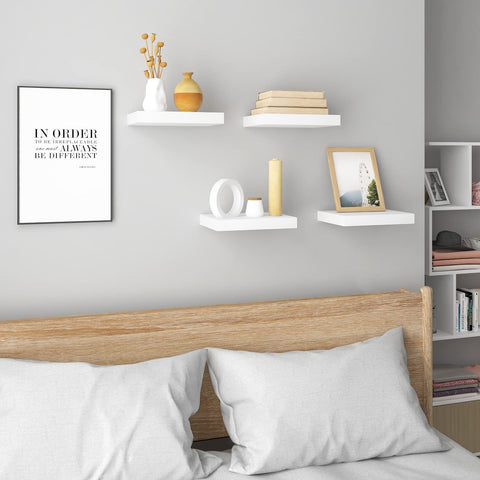 Rootz Wall Shelf Set - Floating Bookshelf - Mounted Display Racks - Storage Shelves - Decorative Ledges - Hanging Bookcase - White - 25x22.9x3.8cm