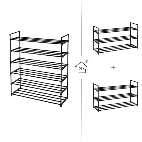Rootz Shoe Racks - Set Of 2 - Shoes Organizer - 24-30 Pairs Of Shoes - Stackable - 92 x 30 x 53 - Metal - Black