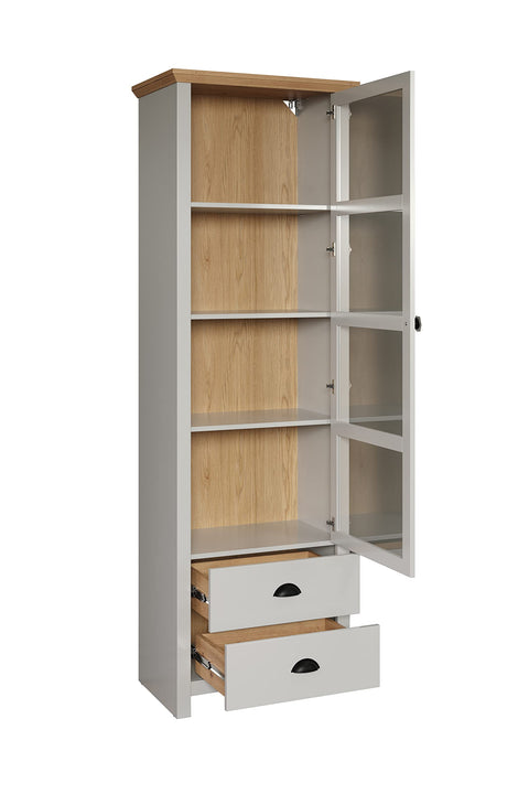 Rootz Display Cabinet - Showcase - Curio - Exhibit Case - Trophy Holder - Storage Unit - Light Grey/Artisan Oak - 65x201x41 cm
