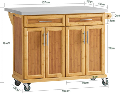 Rootz Uitschuifbare Keukenopbergwagen - Keukenkast - Kast - Dressoir Keukeneiland