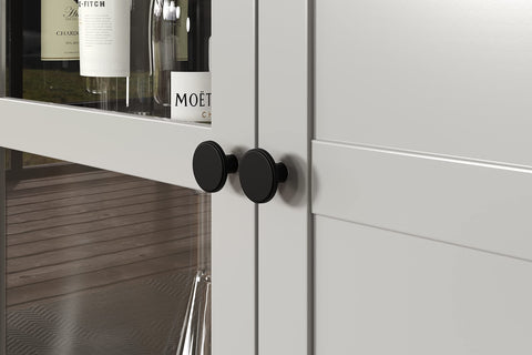 Rootz Display Cabinet - Showcase - Curio - Exhibit Case - Trophy Holder - Storage Unit - Light Grey/Artisan Oak - 65x201x41 cm