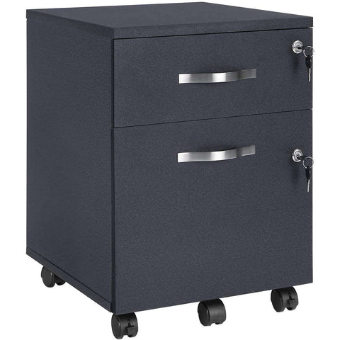 Rootz Drawer Unit Black - Steel Locker On Wheels - Office Cabinet - Roll Container