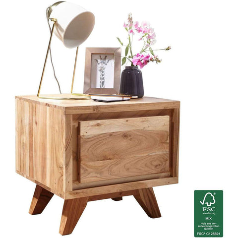 Rootz Nightstand - Wooden Side Table - Brown - 45 x 45 x 44 cm