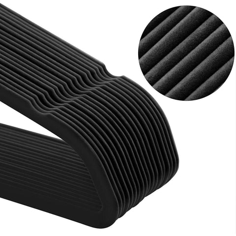 Rootz Velvet Clothes Hanger Set - 30 Pieces - 45 cm - Anti-slip - Trouser Hanger - Clothes Hanger - Black Rose Gold