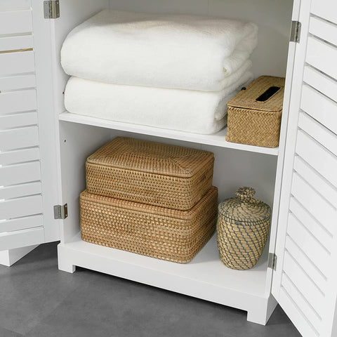 Rootz Badkamer Hoge Kast - Hoge Kast - Opbergkast met 3 Planken en 2 Deurtjes - B60 x D30 x H160cm