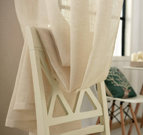 Rootz Transparent Curtain - Drapery - Window Covering - Linen-look Drape - Voile - Shade - Window Dressing - Sand - 140x225cm