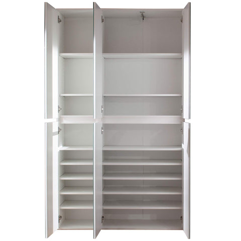 Rootz Mirror Wardrobe - Storage Closet - Clothing Cabinet - Organizer - Dressing Unit - White - 111x191x34 cm