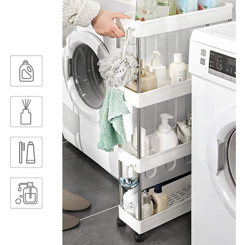 Rootz Trolley - Bathroom trolley - Kitchen trolley - White - 40 x 12.5 x 86