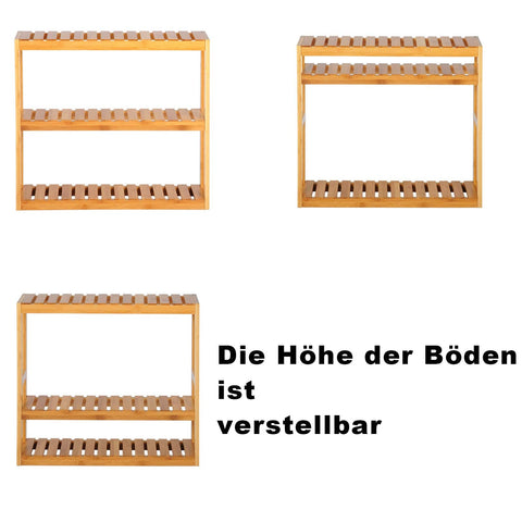 Rootz Bamboo Wall Shelf - Shelving Unit - Storage Rack - Display Stand - Bookcase - Organizer - Tiered Shelf - Natural - 60 x 15 x 54 cm