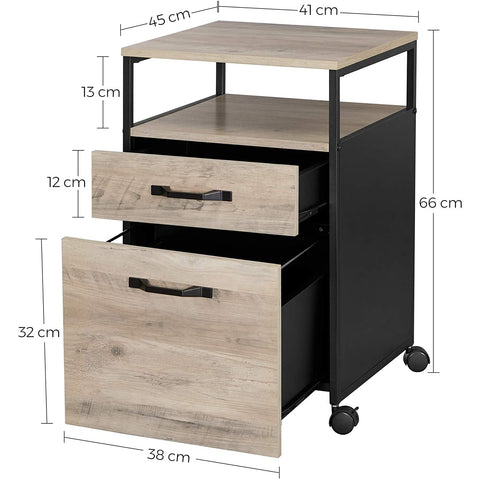 Rootz Ladeblok Industrial - Drawer blocks - Roll container with lock - 2 drawers - 41 x 45 x 66 cm