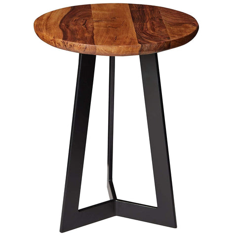 Rootz Side Table - Wood Metal Phone Table - Brown - 35 x 45 x 35 cm