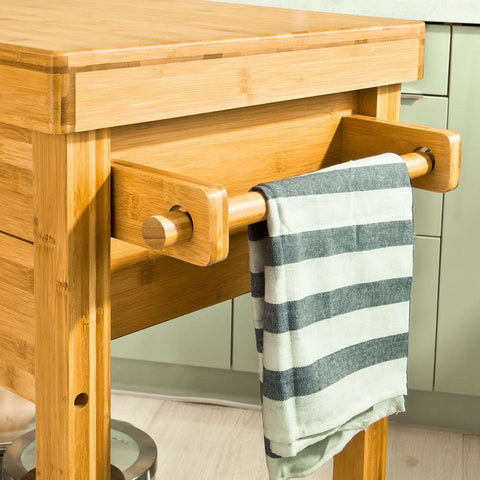 Rootz Bamboe Keukentrolley - Opbergwagen Serveerwagen - Trolley met 2 laden en planken