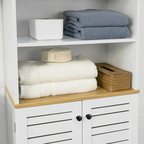 Rootz Badkamer Hoge Kast - Hoge Kast - Opbergkast met 3 Planken en 2 Deurtjes - B60 x D30 x H160cm