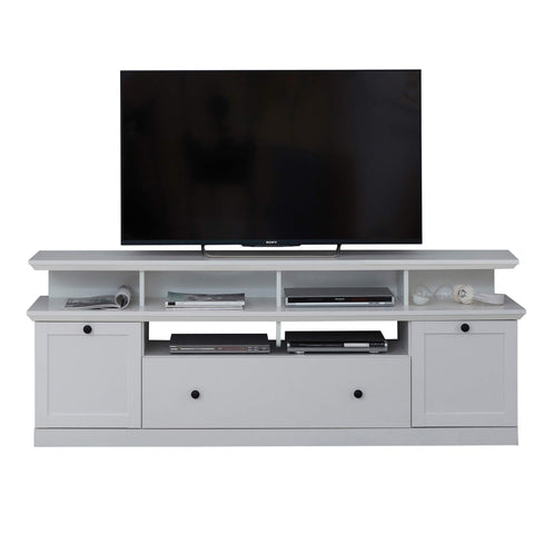 Rootz TV Cabinet Lowboard Baxter - Entertainment Stand - Media Console - Television Holder - TV Unit - Display Shelf - Storage Rack - White Decor - 177 x 17 x 33 cm